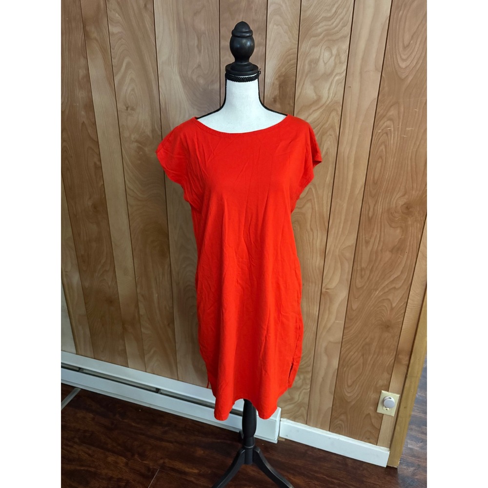 Dearborn Denim & Apparel Women Orange Red Combed Cotton T-Shirt Shift Dress M